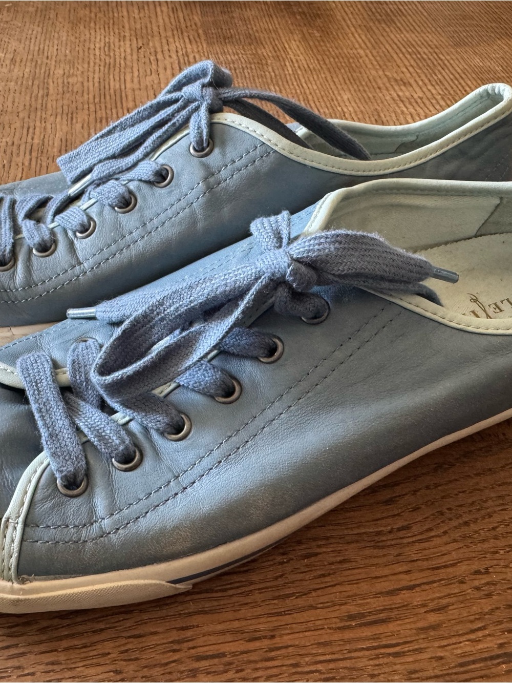 Cole Haan Light Blue Leather Lace-Up Sneakers